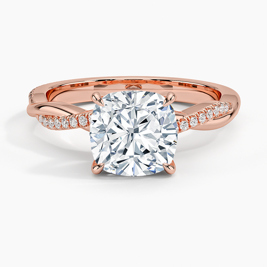 ecomposer-view with diamond shape-cushion,ecomposer-size-2-ct,ecomposer-metal type-rose-gold-18k