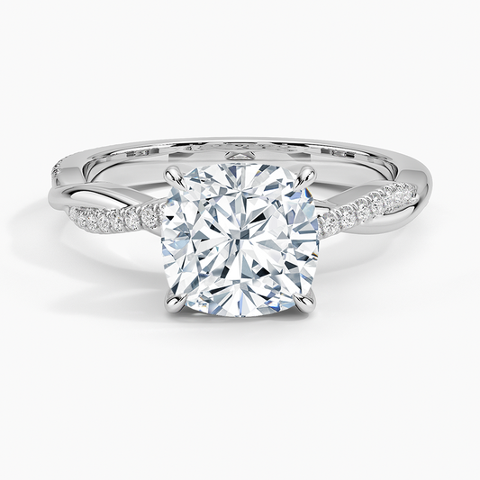ecomposer-view with diamond shape-cushion,ecomposer-size-2-ct,ecomposer-metal type-white-gold-18k
