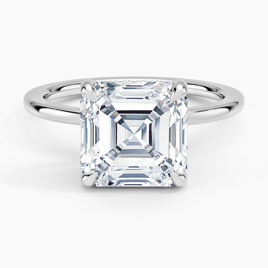 ecomposer-view with diamond shape-asscher, ecomposer-metal type-white-gold-18k