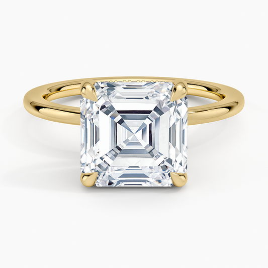 ecomposer-view with diamond shape-asscher, ecomposer-metal type-yellow-gold-18k
