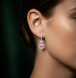 Angelica Halo Pink Heart Drop Lab Diamond Earrings ( 3.6 ct tw * 2 ) 18K Gold