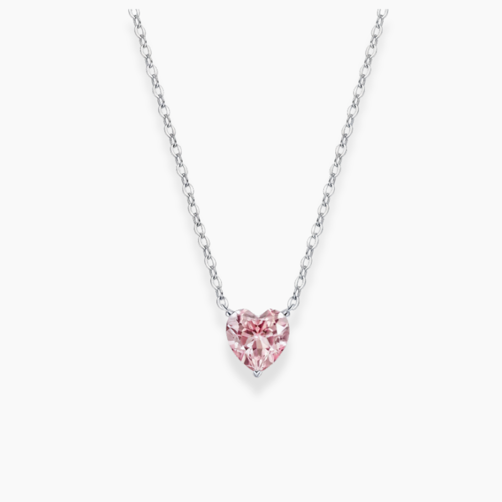 Pink Heart Pendant Lab Diamond ( 1 ct. tw. ) Necklace 18K Gold