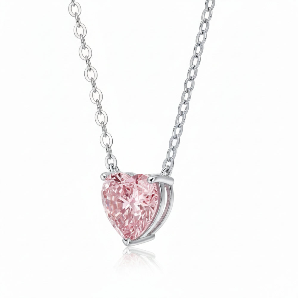 Pink Heart Pendant Lab Diamond ( 1 ct. tw. ) Necklace 18K Gold