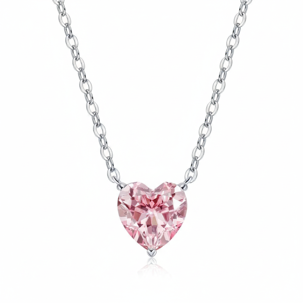 Pink Heart Pendant Lab Diamond ( 1 ct. tw. ) Necklace 18K Gold