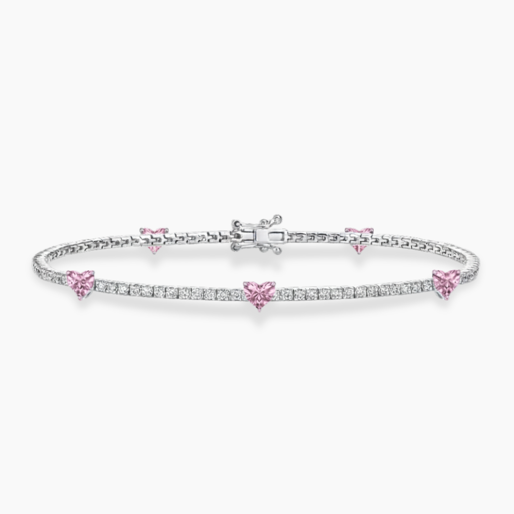 Pink Heart Tennis Lab Diamond Bracelet (5.5 ct. tw.) 18K White Gold