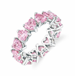 North-South Pink Heart Eternity Lab Grown Diamond Band Ring 18K Gold