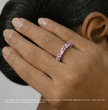 North-South Pink Heart Eternity Lab Grown Diamond Band Ring 18K Gold