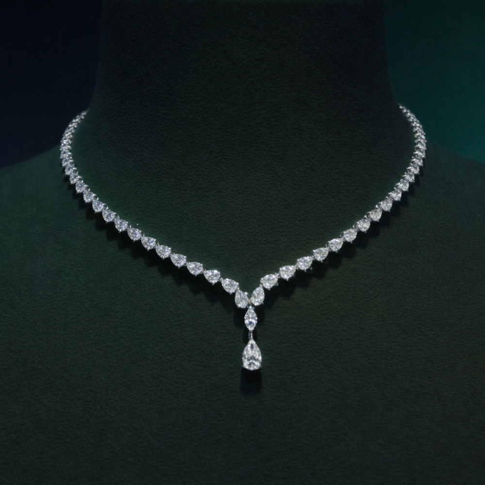Alexandia Pear Lab Diamond (21 ct.) Necklace (16 in | 40 cm) 18K White Gold