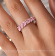 Pink Heart Eternity Lab Grown Diamond Band Ring 18K Gold