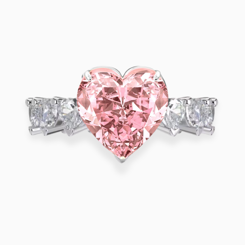 Pink Heart on Heat Eternity Lab Diamond Ring in White Gold 18K 7 CT TW