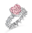 Pink Heart on Heat Eternity Lab Diamond Ring in White Gold 18K 7 CT TW