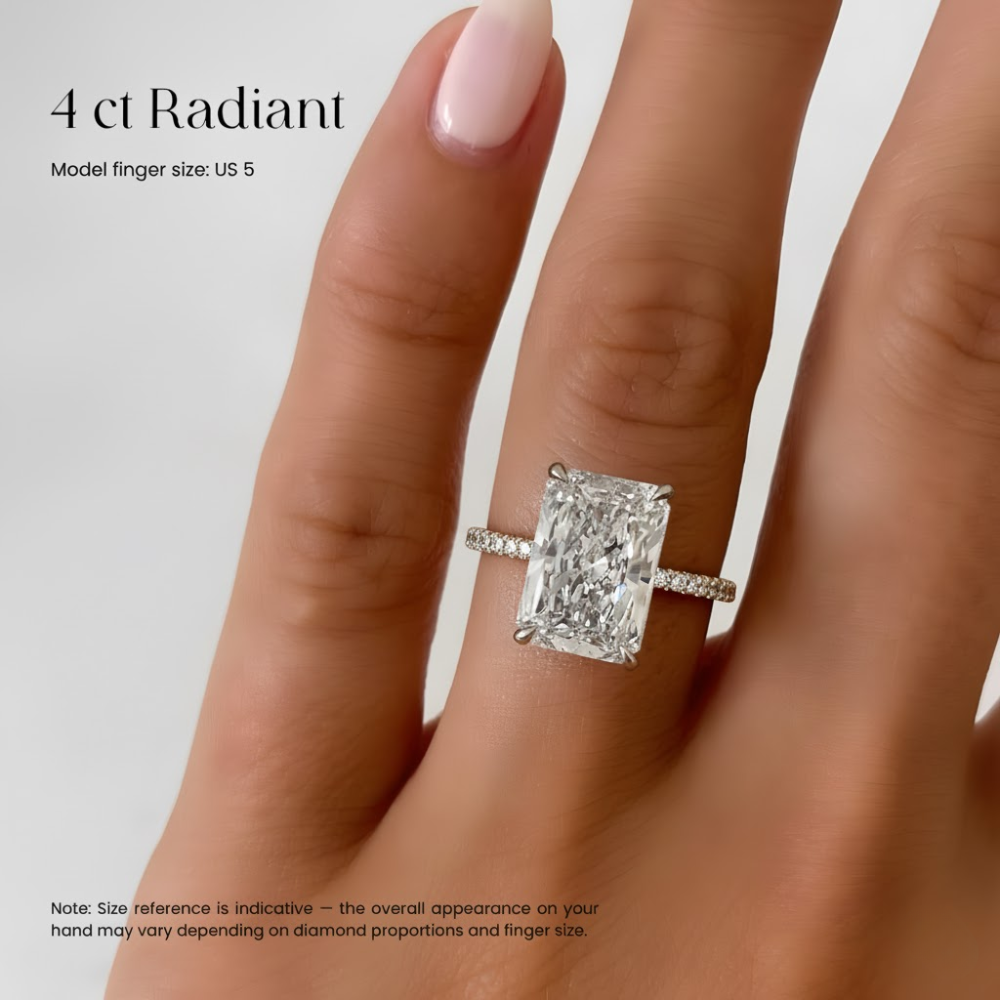 ecomposer-view with diamond shape-radiant, ecomposer-metal type-rose-gold-18k, ecomposer-metal type-white-gold-18k, ecomposer-metal type-yellow-gold-18k