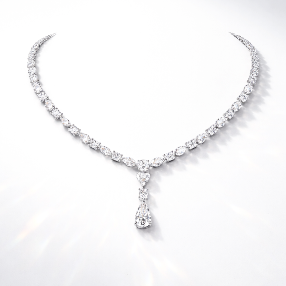 Amoura Round, Marquise, Pear Lab Diamond (34 ct.) Necklace (16 in | 40 cm) 18K White Gold