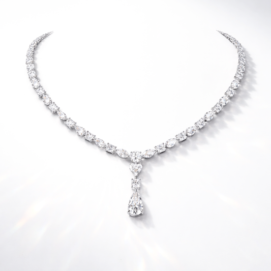 Amoura Round, Marquise, Pear Lab Diamond (34 ct.) Necklace (16 in | 40 cm) 18K White Gold