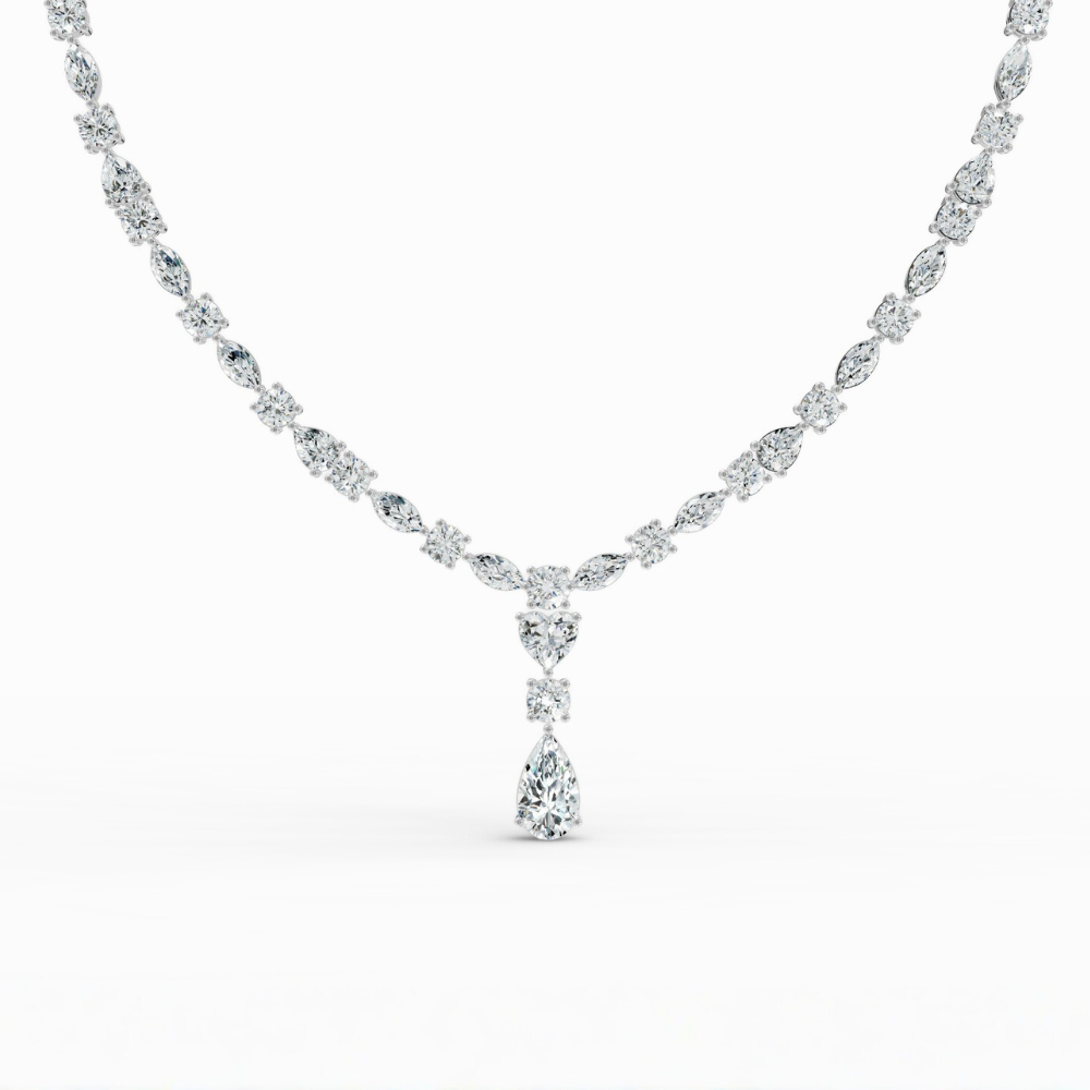 Amoura Round, Marquise, Pear Lab Diamond (34 ct.) Necklace (16 in | 40 cm) 18K White Gold