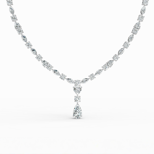 Amoura Round, Marquise, Pear Lab Diamond (34 ct.) Necklace (16 in | 40 cm) 18K White Gold
