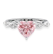 Marquise Accents Pink Heart Lab Diamond Ring in White Gold 18K