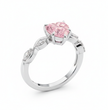 Marquise Accents Pink Heart Lab Diamond Ring in White Gold 18K