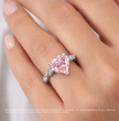 Marquise Accents Pink Heart Lab Diamond Ring in White Gold 18K
