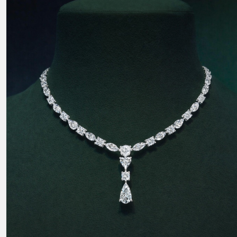 Amoura Round, Marquise, Pear Lab Diamond (34 ct.) Necklace (16 in | 40 cm) 18K White Gold