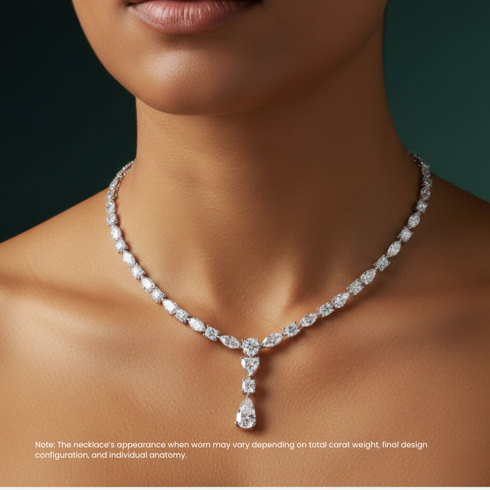 Amoura Round, Marquise, Pear Lab Diamond (34 ct.) Necklace (16 in | 40 cm) 18K White Gold