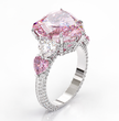 Quartet Pave Fancy Pink Heart Lab Diamond Ring (4 Heart Side Diamonds) in White Gold 18K (Copy)