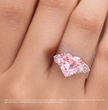 Quartet Pave Fancy Pink Heart Lab Diamond Ring (4 Heart Side Diamonds) in White Gold 18K (Copy)