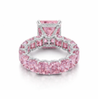 Jasmine Eternity Fancy Pink Radint Lab Diamond Ring in White Gold 18K