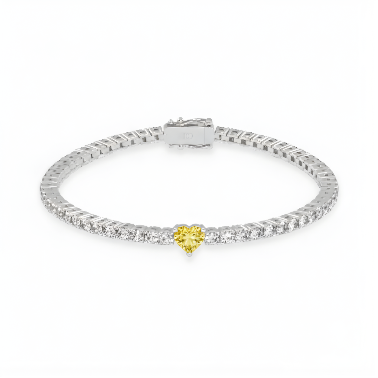 Fancy Yellow Heart Tennis Lab Diamond Bracelet (8 ct. tw.) 18K White Gold