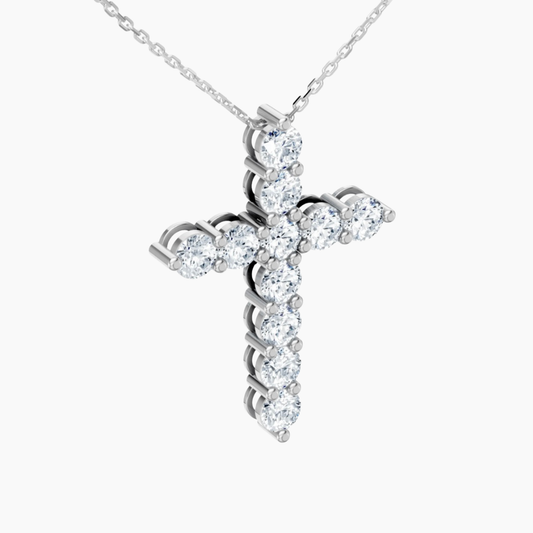 Diamond Cross 11x 0.1 carat round | VVS-VS EF lab diamond | White Gold 18K | 16 inches chain