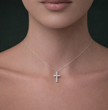 Diamond Cross 11x 0.1 carat round | VVS-VS EF lab diamond | White Gold 18K | 16 inches chain