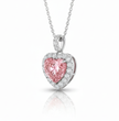 Halo Pink Heart Pendant Lab Diamond ( 2 ct. tw. ) Necklace 18K Gold