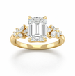 Emiliane Trilogy Emerald Lab Diamond Ring in Yellow Gold 18K