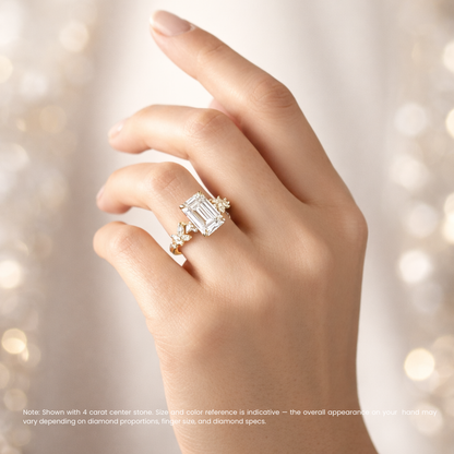 Emiliane Trilogy Emerald Lab Diamond Ring in Yellow Gold 18K