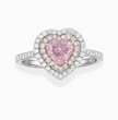 Double Halo Pave Pink Heart Lab Diamond Ring in White and Rose Gold 18K