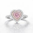 Double Halo Pave Pink Heart Lab Diamond Ring in White and Rose Gold 18K