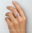 Double Halo Pave Pink Heart Lab Diamond Ring in White and Rose Gold 18K
