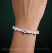 Pink Heart Tennis Lab Diamond Bracelet (15 ct. tw.) 18K White Gold