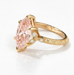 Therese Accents Fancy Pink Marquise Lab Diamond Ring (Marquise Side Diamonds) on a Vintage Band in Yellow Gold 18K