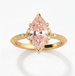 Therese Accents Fancy Pink Marquise Lab Diamond Ring (Marquise Side Diamonds) on a Vintage Band in Yellow Gold 18K