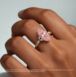 Therese Accents Fancy Pink Marquise Lab Diamond Ring (Marquise Side Diamonds) on a Vintage Band in Yellow Gold 18K