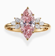Maryline Accents Fancy Pink Marquise Lab Diamond Ring (Pear & Marquise Side Diamonds)  in Yellow Gold 18K