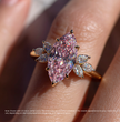 Maryline Accents Fancy Pink Marquise Lab Diamond Ring (Pear & Marquise Side Diamonds)  in Yellow Gold 18K