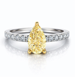 Pave Yellow Pear Lab Diamond Ring in 18K Gold