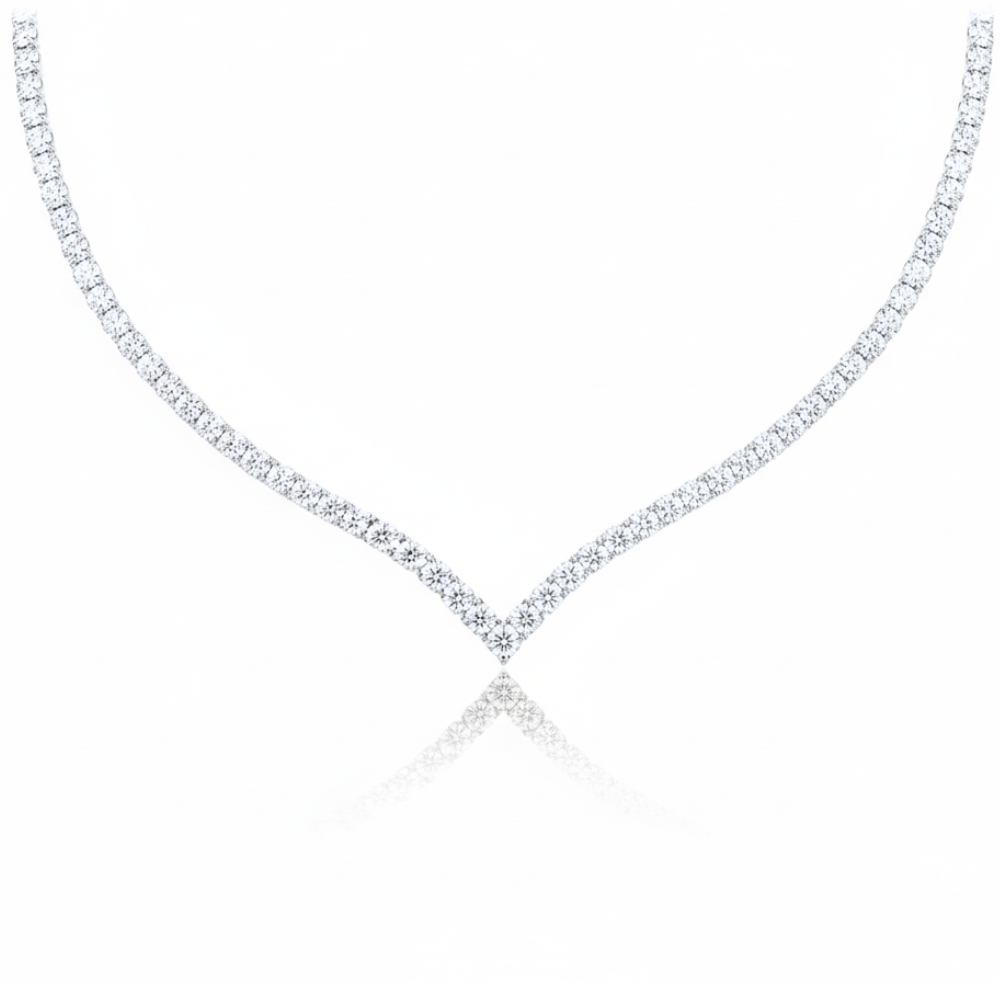 V-Shaped Tennis Lab Diamond (20 ct) Necklace (17 in.) 18K White Gold
