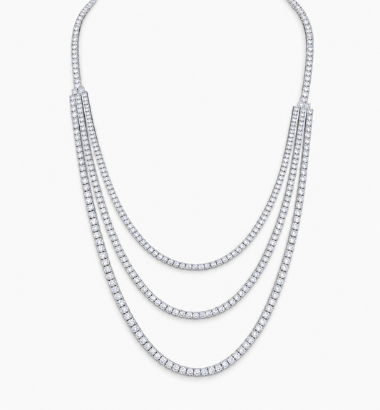 Tennis 3 Layers Lab Diamond (17 ct.) Necklace (17 in.) 18K White Gold