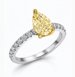 Pave Yellow Pear Lab Diamond Ring in 18K Gold