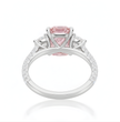 Trilogy Pave Fancy Pink Cushion (Oval Sides) Lab Diamond Ring in White Gold 18K
