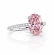 Pave Fancy Pink Oval Lab Diamond Ring in White Gold 18K