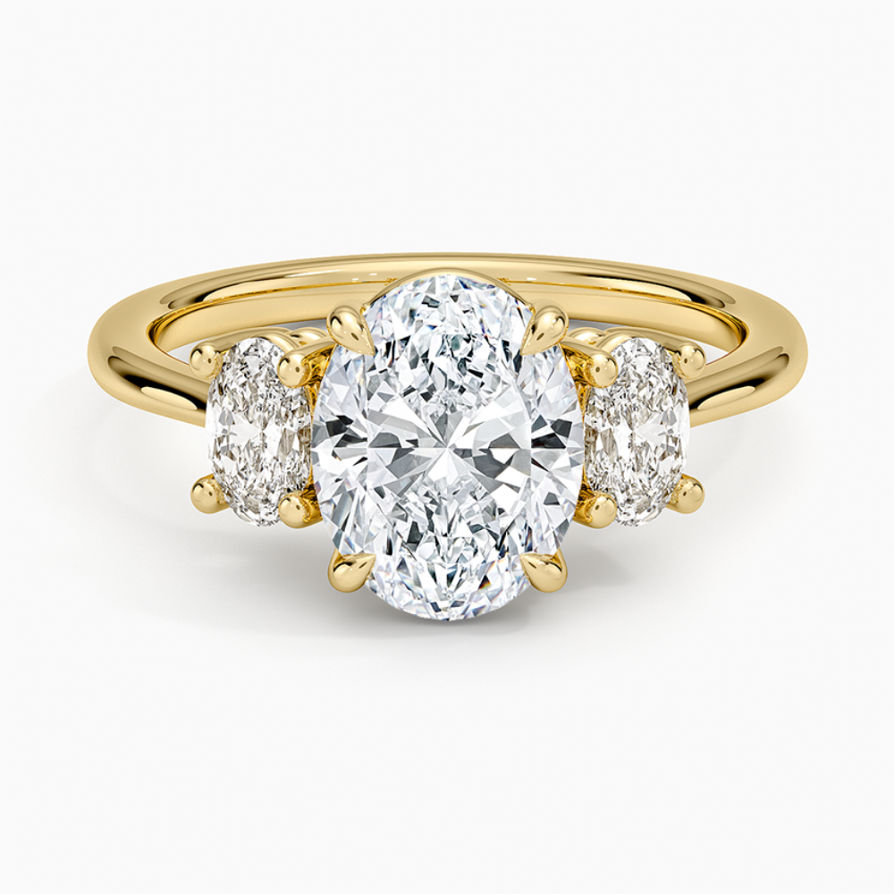 Trilogy Oval (Oval Sides) Lab Diamond Ring in 18K Gold